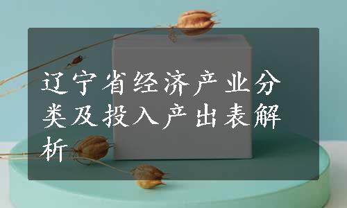 辽宁省经济产业分类及投入产出表解析