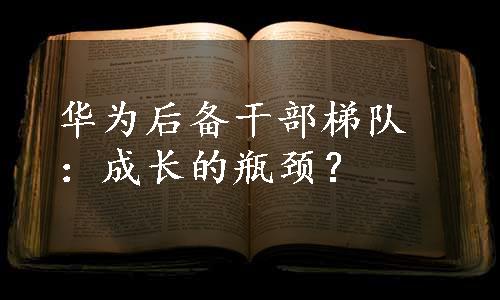 华为后备干部梯队：成长的瓶颈？