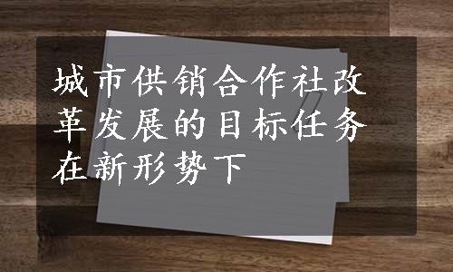 城市供销合作社改革发展的目标任务在新形势下