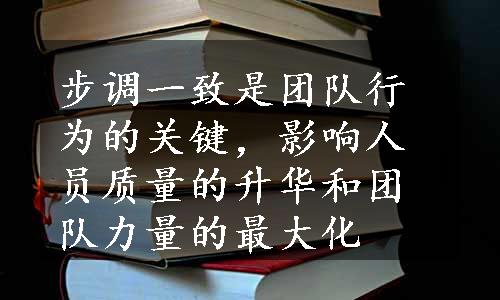 步调一致是团队行为的关键，影响人员质量的升华和团队力量的最大化