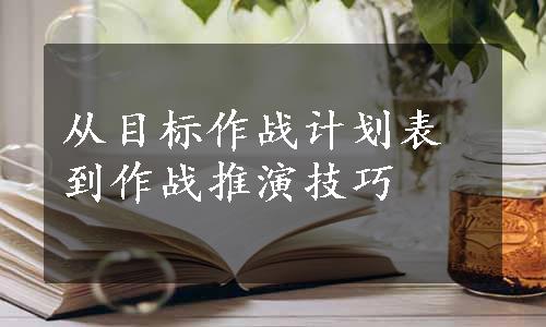 从目标作战计划表到作战推演技巧