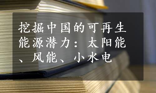 挖掘中国的可再生能源潜力：太阳能、风能、小水电