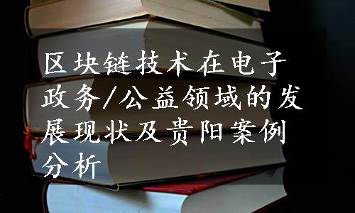 区块链技术在电子政务/公益领域的发展现状及贵阳案例分析