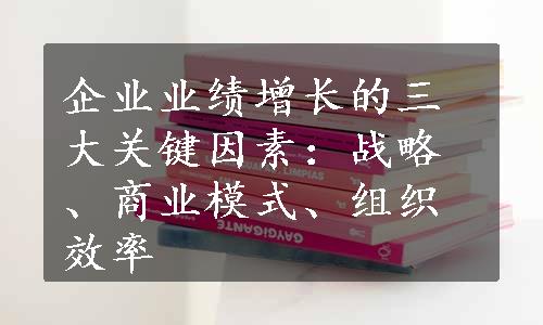 企业业绩增长的三大关键因素：战略、商业模式、组织效率