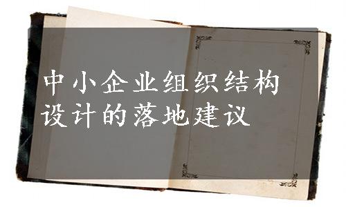 中小企业组织结构设计的落地建议