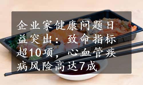 企业家健康问题日益突出：致命指标超10项，心血管疾病风险高达7成