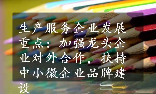 生产服务企业发展重点：加强龙头企业对外合作，扶持中小微企业品牌建设