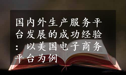 国内外生产服务平台发展的成功经验：以美国电子商务平台为例