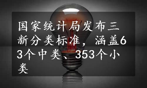 国家统计局发布三新分类标准，涵盖63个中类、353个小类