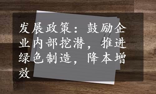 发展政策：鼓励企业内部挖潜，推进绿色制造，降本增效