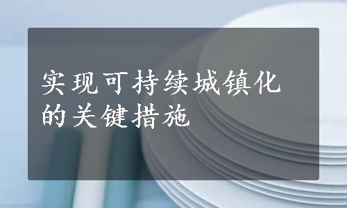 实现可持续城镇化的关键措施