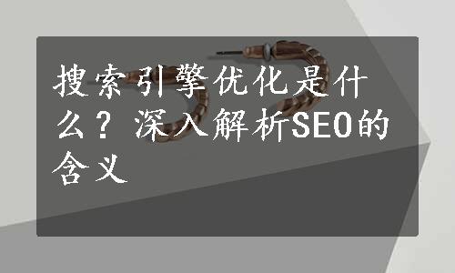 搜索引擎优化是什么？深入解析SEO的含义