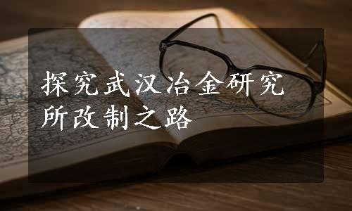 探究武汉冶金研究所改制之路