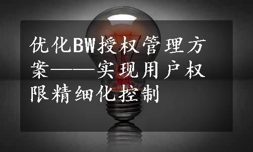 优化BW授权管理方案——实现用户权限精细化控制