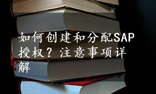 如何创建和分配SAP授权？注意事项详解