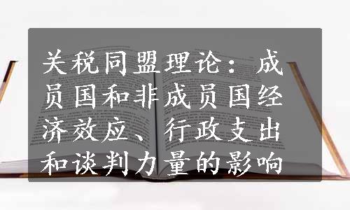 关税同盟理论：成员国和非成员国经济效应、行政支出和谈判力量的影响