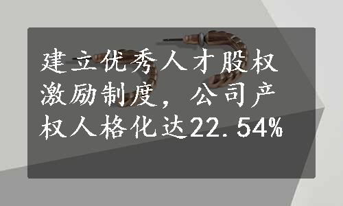 建立优秀人才股权激励制度，公司产权人格化达22.54%