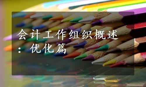 会计工作组织概述：优化篇