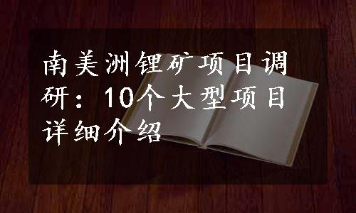 南美洲锂矿项目调研：10个大型项目详细介绍