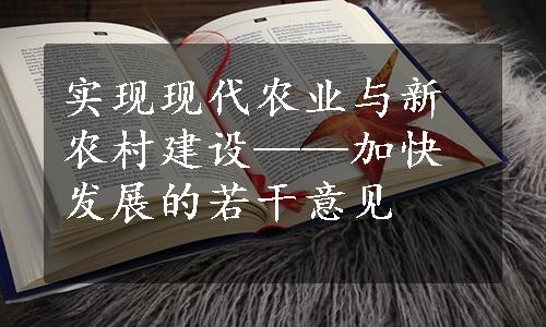 实现现代农业与新农村建设——加快发展的若干意见