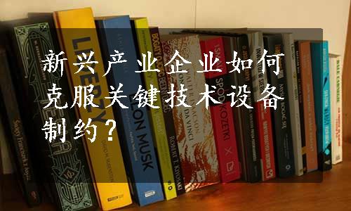 新兴产业企业如何克服关键技术设备制约？