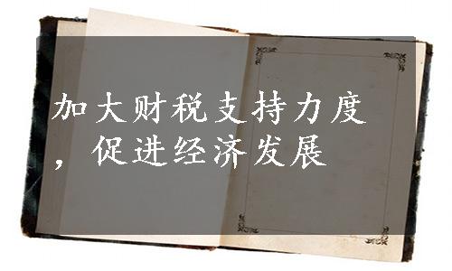 加大财税支持力度，促进经济发展