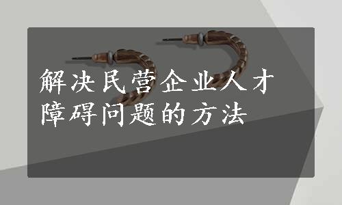 解决民营企业人才障碍问题的方法