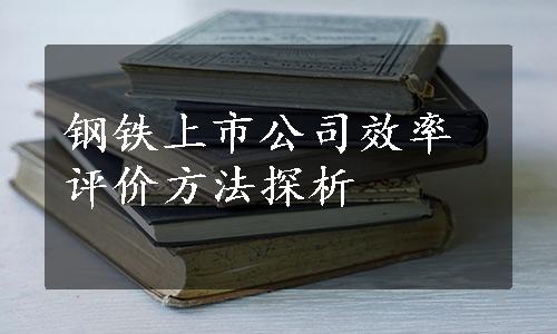 钢铁上市公司效率评价方法探析