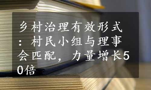 乡村治理有效形式：村民小组与理事会匹配，力量增长50倍