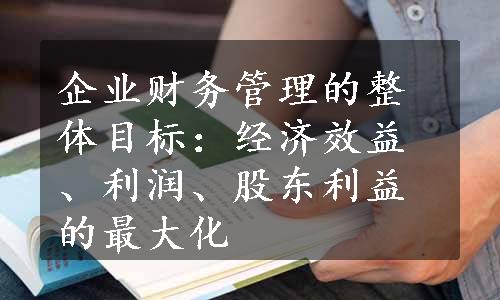 企业财务管理的整体目标：经济效益、利润、股东利益的最大化