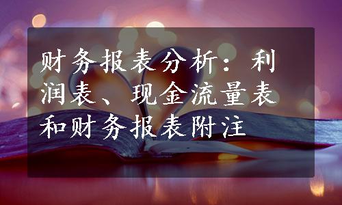 财务报表分析：利润表、现金流量表和财务报表附注