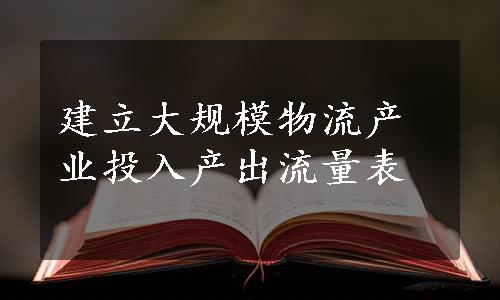 建立大规模物流产业投入产出流量表