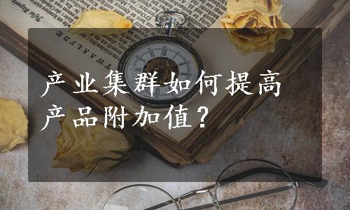 产业集群如何提高产品附加值？