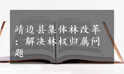 靖边县集体林改革：解决林权归属问题