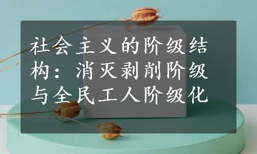 社会主义的阶级结构：消灭剥削阶级与全民工人阶级化