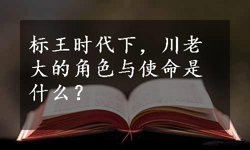 标王时代下，川老大的角色与使命是什么？