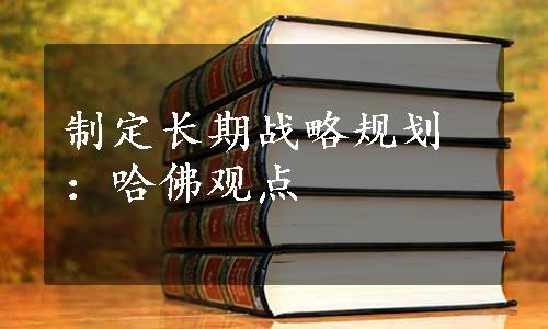 制定长期战略规划：哈佛观点