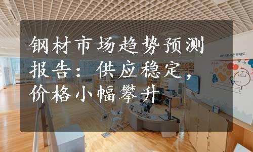 钢材市场趋势预测报告：供应稳定，价格小幅攀升