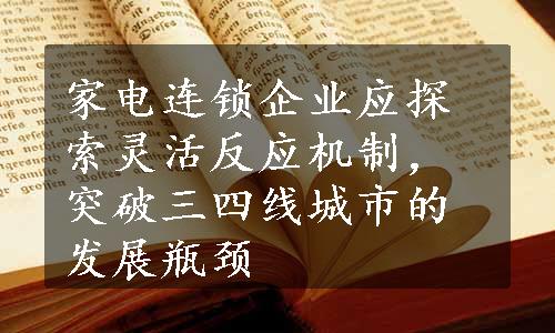 家电连锁企业应探索灵活反应机制，突破三四线城市的发展瓶颈