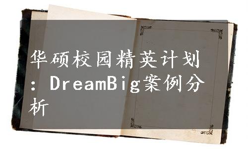 华硕校园精英计划：DreamBig案例分析