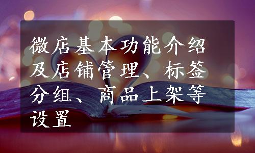 微店基本功能介绍及店铺管理、标签分组、商品上架等设置