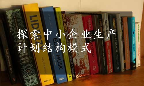 探索中小企业生产计划结构模式