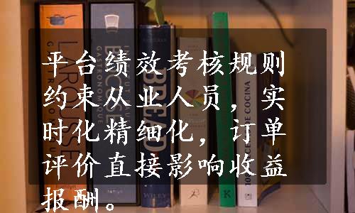 平台绩效考核规则约束从业人员，实时化精细化，订单评价直接影响收益报酬。