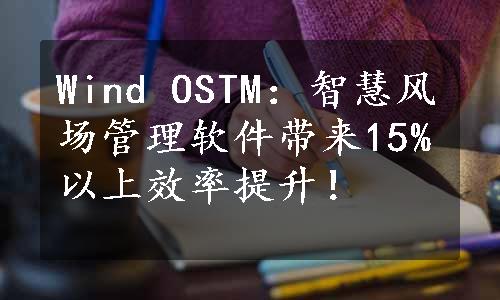 Wind OSTM：智慧风场管理软件带来15%以上效率提升！