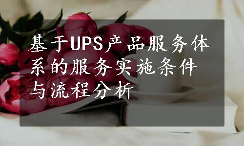 基于UPS产品服务体系的服务实施条件与流程分析