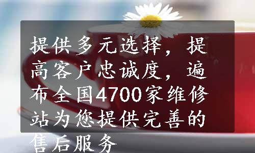 提供多元选择，提高客户忠诚度，遍布全国4700家维修站为您提供完善的售后服务