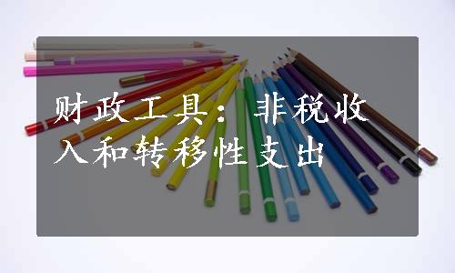 财政工具：非税收入和转移性支出