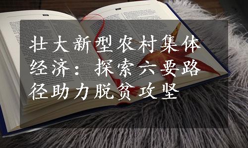 壮大新型农村集体经济：探索六要路径助力脱贫攻坚