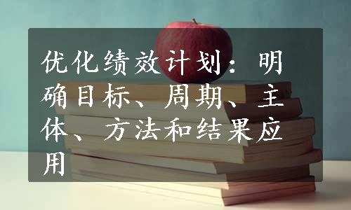 优化绩效计划：明确目标、周期、主体、方法和结果应用