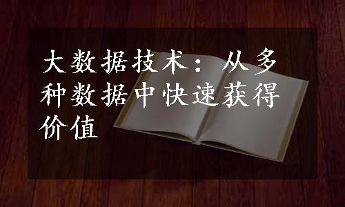 大数据技术：从多种数据中快速获得价值